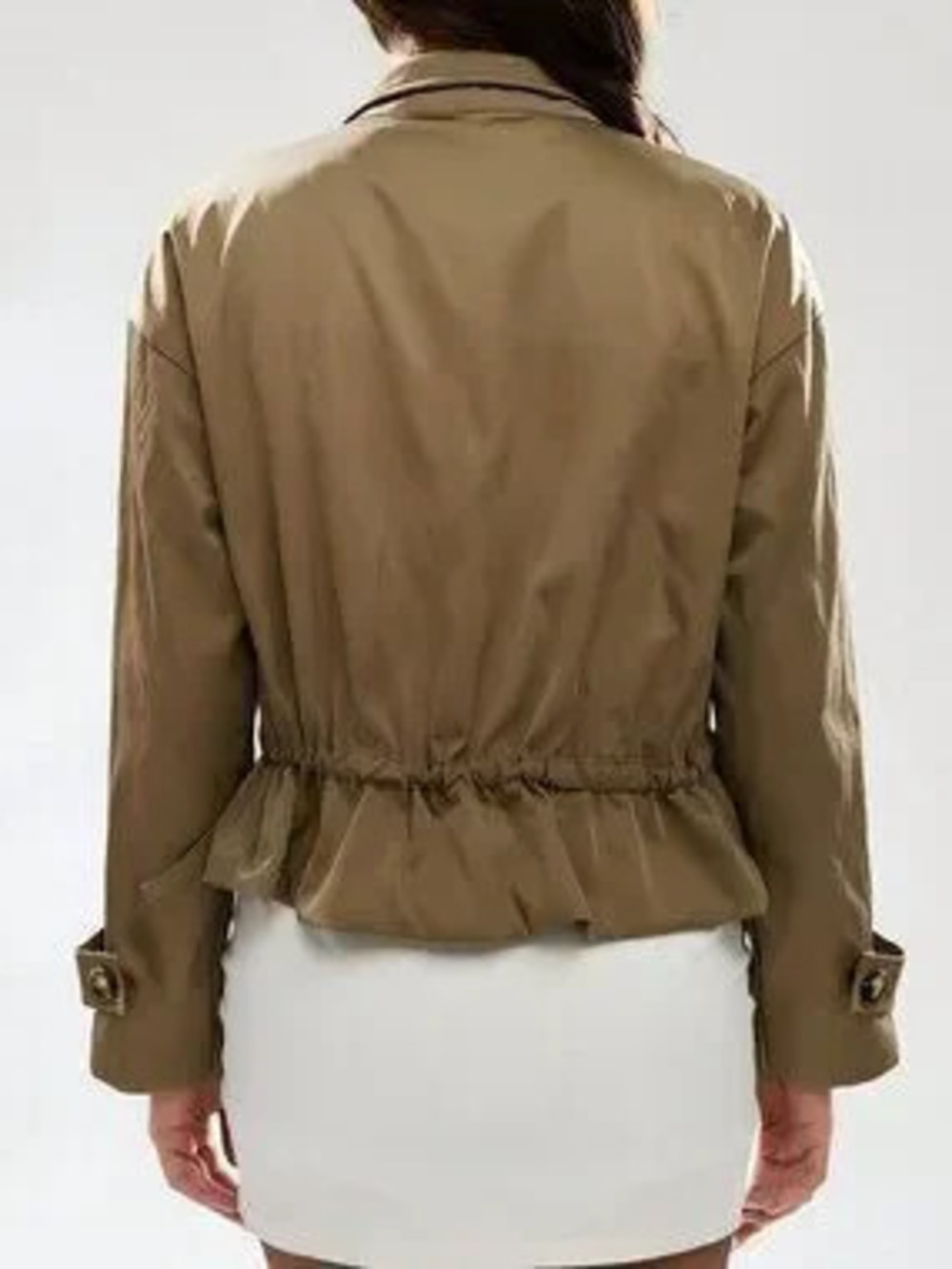 Khaki Casual Women's Lightweight Long Sleeve Jacket